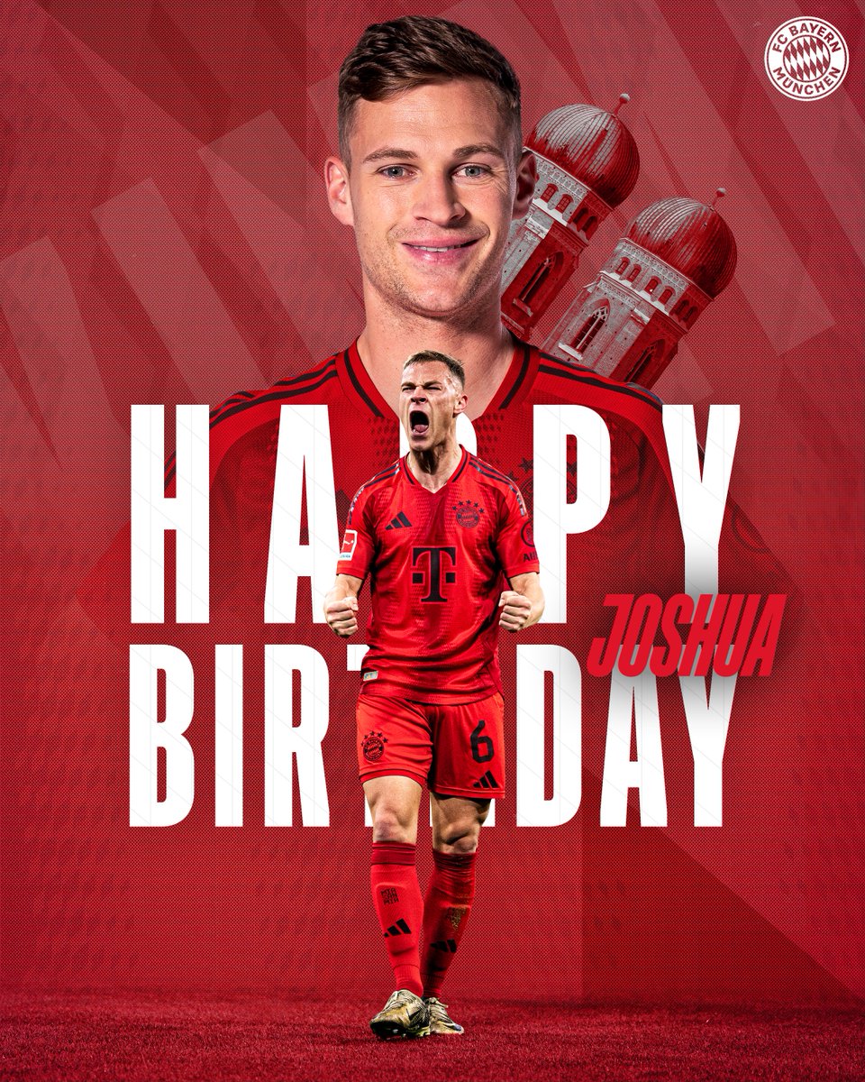 Joshua #Kimmich feiert heute seinen 30. Geburtstag 🎂

Wir wünschen alles Gute! ❤️🤍

#FCBayern #MiaSanMia