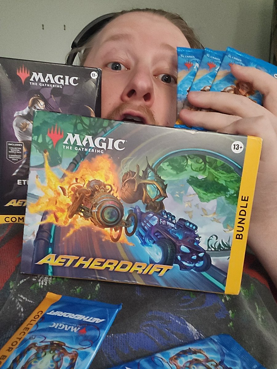 Yo <a href="/wizards_magic/">Magic: The Gathering</a> has SMOTHERED me with goodies from the new #MTGAetherdrift thanks fams #gifted

Opening them tonight LIVE on stream 

Starting in 30 minutes
Link in bio