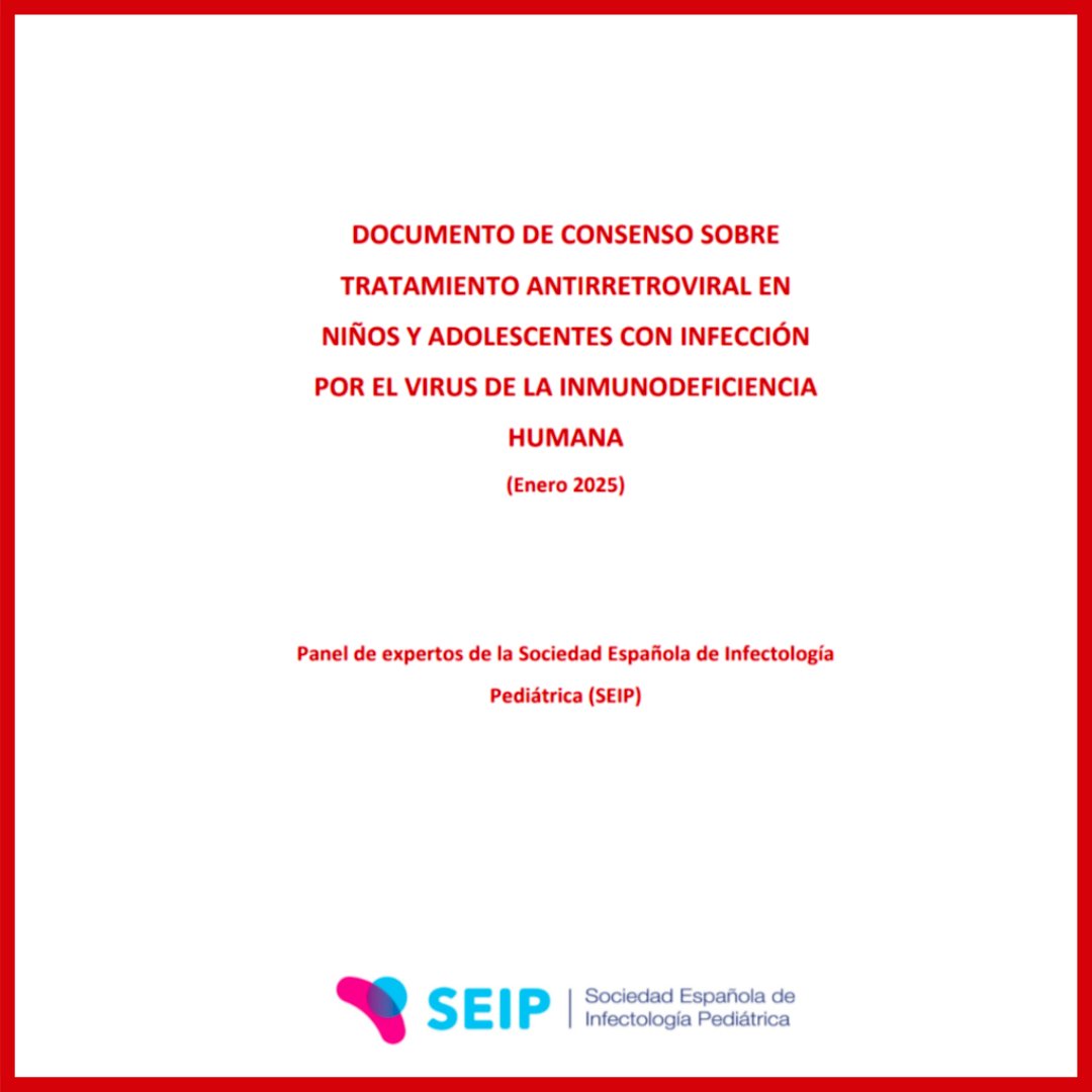 🆕 #DocumentoSEIP #Actualización Documento de consenso sobre tratamiento antirretroviral #TAR en niños y adolescentes con infección por el virus de la inmunodeficiencia humana #VIH sge.st/I2IAJ0Z
