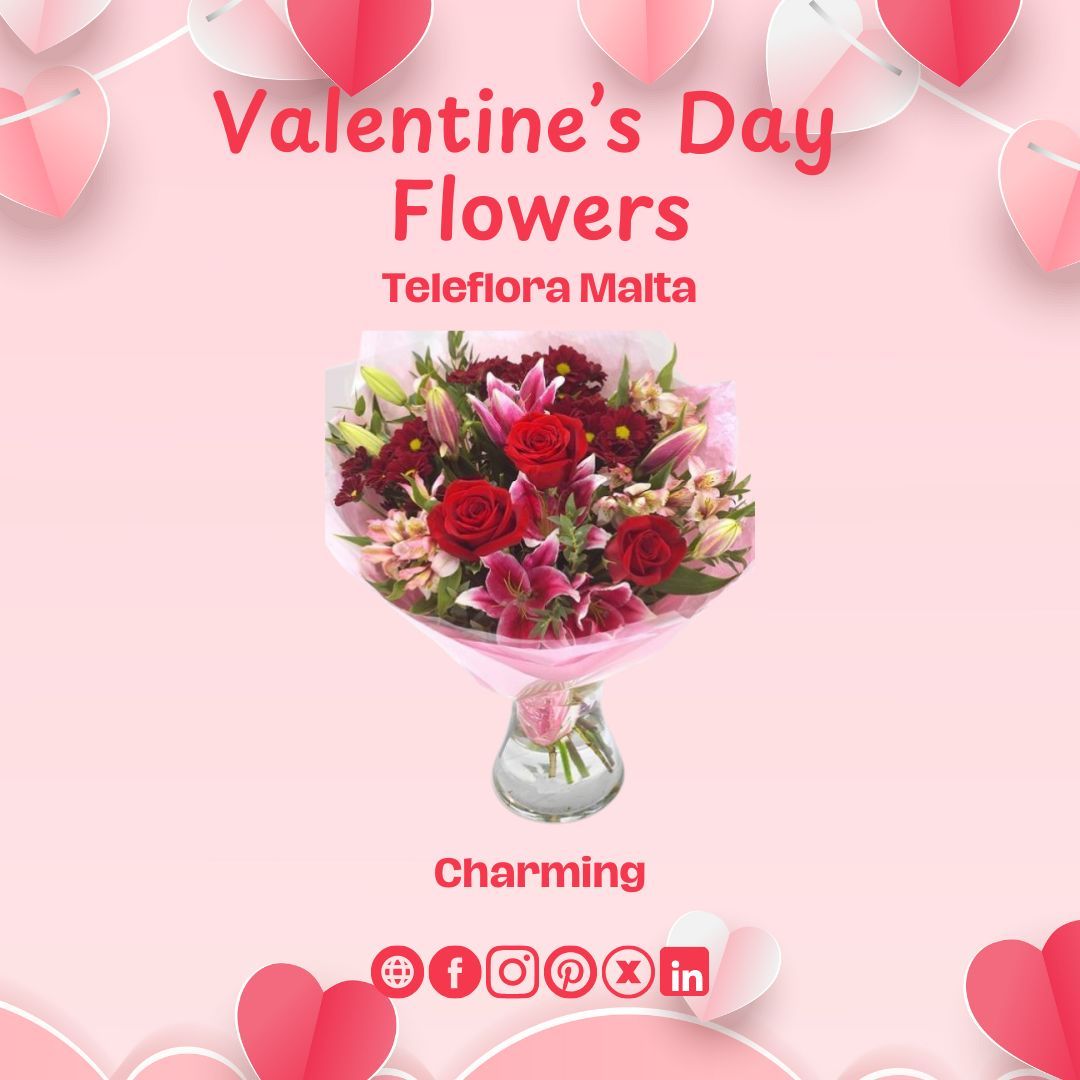 TelefloraMalta's tweet photo. Spread the love this Valentine's Day with a charming bouquet of romantic flowers. ❤️💐

This stunning arrangement features a beautiful blend of red roses and stargazer lilies, creating a truly enchanting display.

Order now with Teleflora Malta. 🌎

 #TelefloraMalta #RedFlowers https://t.co/Of8Pcn4OC7