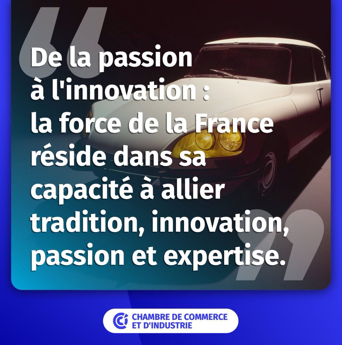 ccifrance's tweet photo. 🔵🇫🇷 « La force de l’industrie française réside dans sa capacité à allier tradition et innovation » @DiCrescenzo_A . La @Citroen #DS, qui fête ses 70 ans, en est un très bel exemple.
#Retromobile #autoshow #classiccars #vintagecars #voituresanciennes #voituredecollection @RetromobileFR @Economie_Gouv