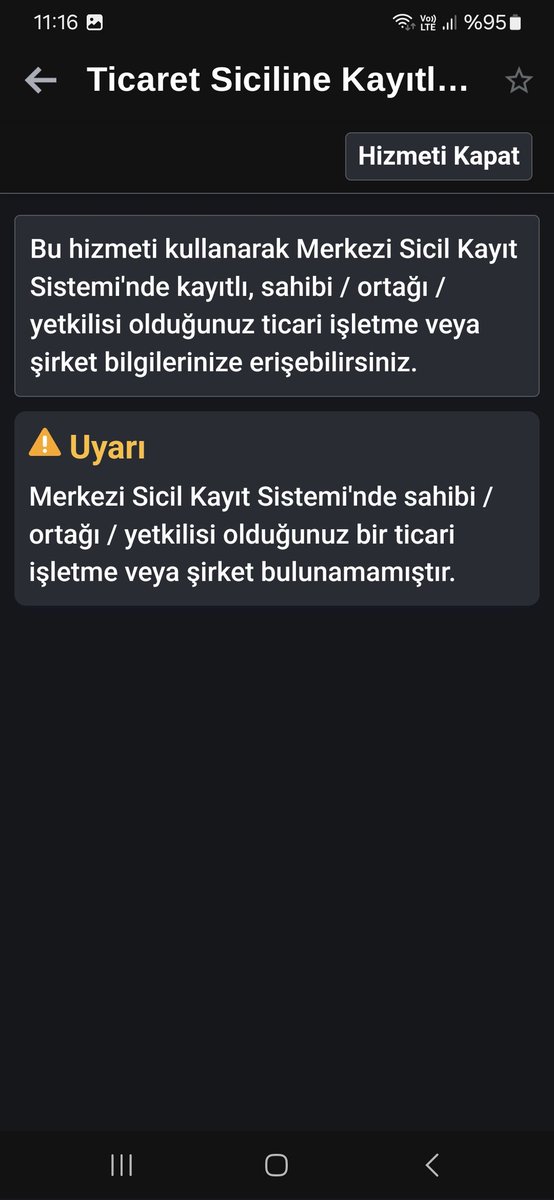 Her cumartesi e-devletten yaptığım rutin sorgulamalar.

1- Araç plakasına yazılan ceza
2- Ticaret sicile kayıtlı adıma şirket var mı ?
3-Siyasi parti üyelik kaydı var mı?
4- Adıma kayıtlı mobil hat sorgulama