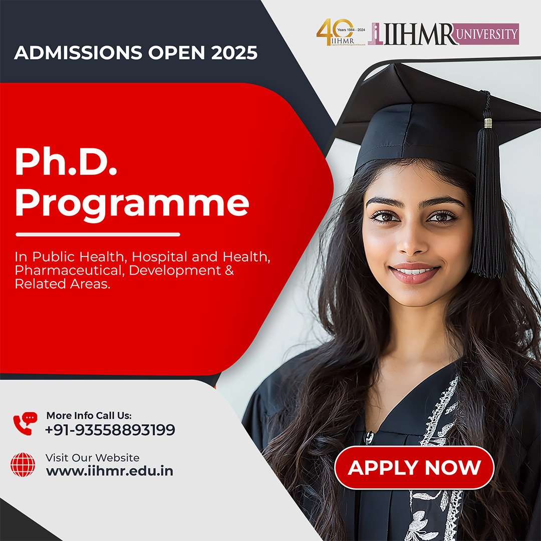 IIHMRUniversity's tweet image. 🚀 Elevate your research journey with IIHMR University's Ph.D. Programme 2025!
Specializations:
✅ Public Health & Hospital Management
✅ Pharmaceuticals & Development
🔍 Apply now: bit.ly/PhD2025Applica…
📞 +91-93558893199
#PhDProgramme #HealthcareExperts #IIHMRAdmissions