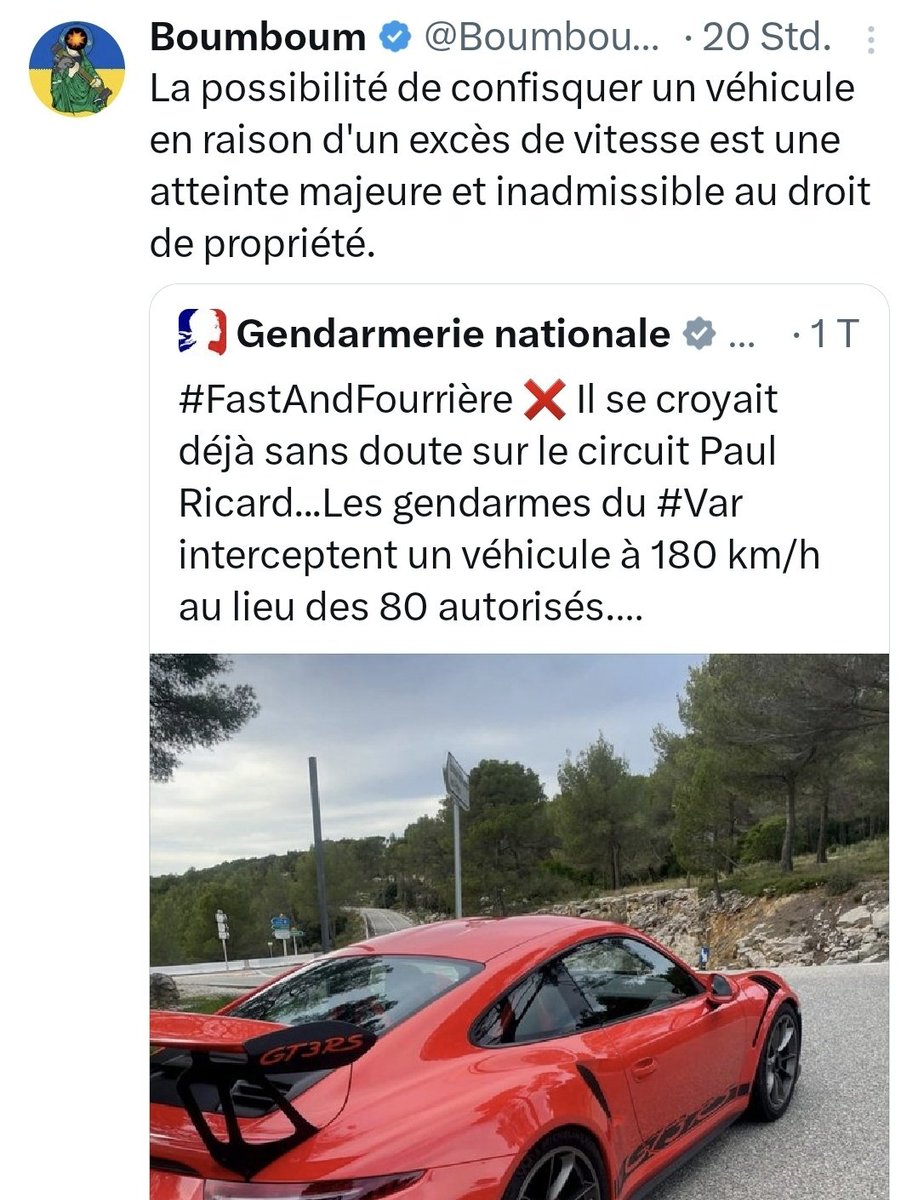 MichelMagniez's tweet photo. Je soutiens la #gendarmerie nationale, je lutte autant que possible contre les #chauffards fous du volant, et je suis affligé par les propos complices que tiennent des anonymes irresponsables et dogmatiques tels que "Boumboum". https://t.co/6BPO9qwkG2