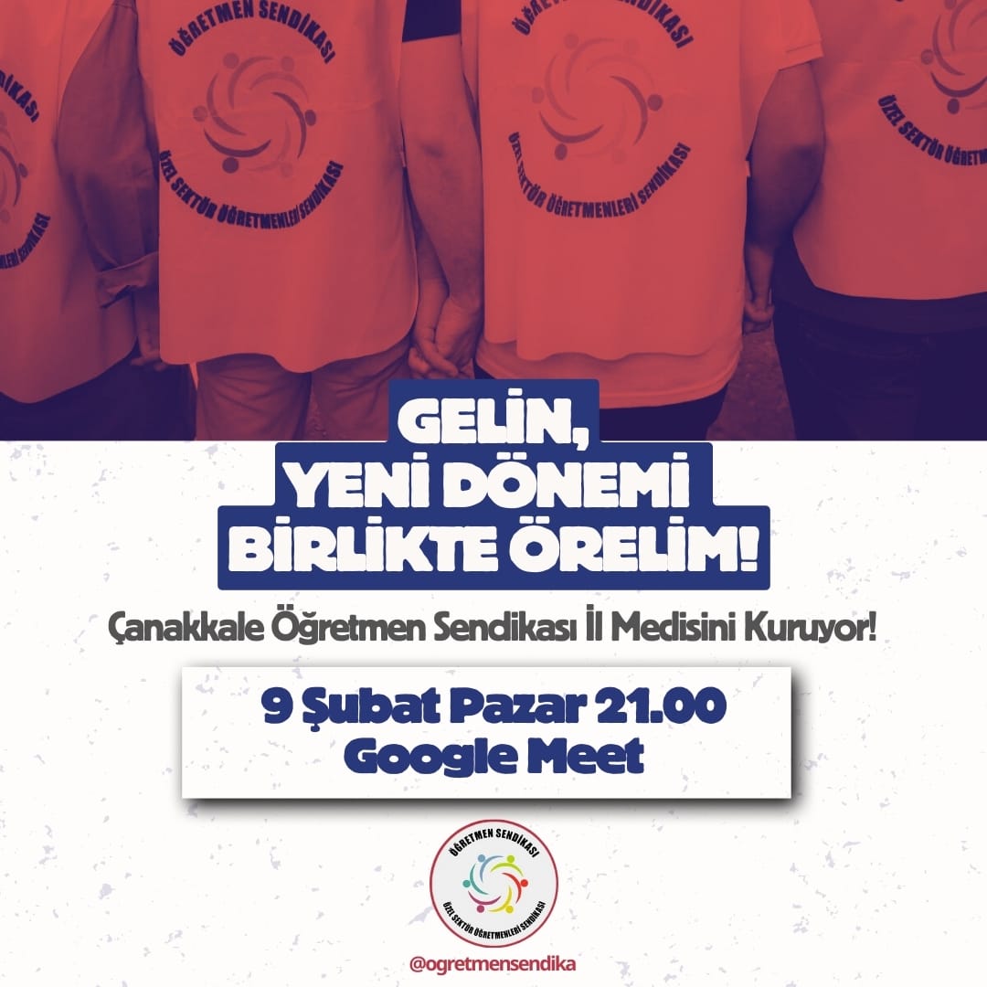 Çanakkale |
Öğretmenim, mücadele arkadaşım, 

Genel Kurulumuz büyük bir coşkuyla yapıldı ve bitti. Yeni dönemimiz için hedefler belirlememiz ve planlar kurmamızın tam zamanı. İlimizde, meslektaşlarımızın ihtiyaçlarını belirleyecek ve Sendika geneline de yön verecek tabandan bir