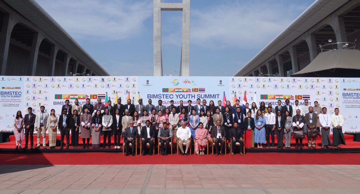 The 1st BIMSTEC Youth Summit themed ‘Youth as a bridge for intra-BIMSTEC exchange’ was inaugurated by Minister of Youth Affairs &amp; Sports <a href="/mansukhmandviya/">Dr Mansukh Mandaviya</a>, CM Gujarat <a href="/Bhupendrapbjp/">Bhupendra Patel</a>, MoS <a href="/khadseraksha/">Raksha Khadse</a> &amp; Secretary (East) <a href="/JaideepMazumder/">Jaideep Mazumdar</a> in Gandhinagar.

The 3-day congregation of