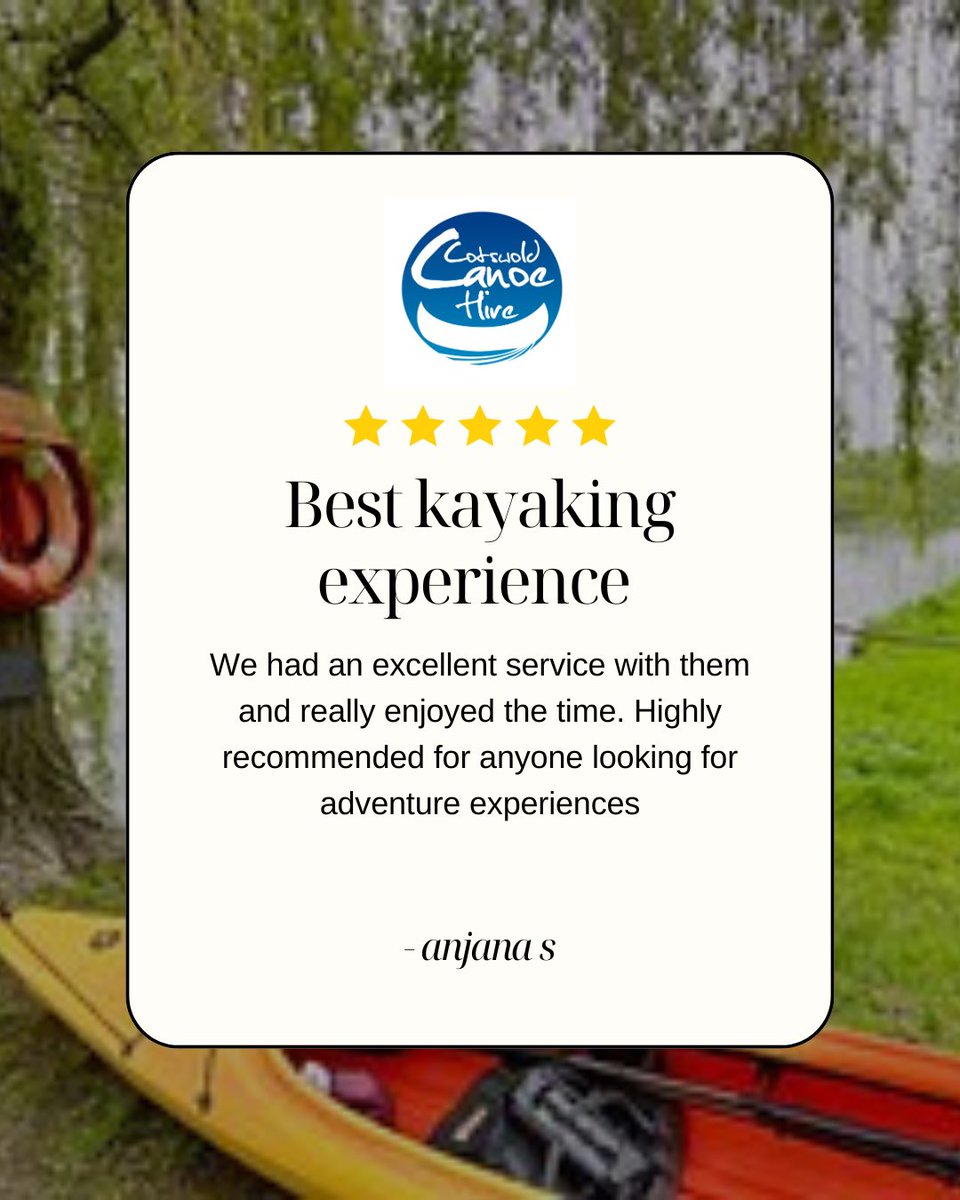 canoethethames's tweet photo. We love our 5 ⭐️ reviews. 

This couple booked one of our most popular transported trips on the upper stretch of the River Thames.  

Thankyou!

#cotswoldtourism #explorecotswolds #kayakingadventures https://t.co/EokIA1MSXL