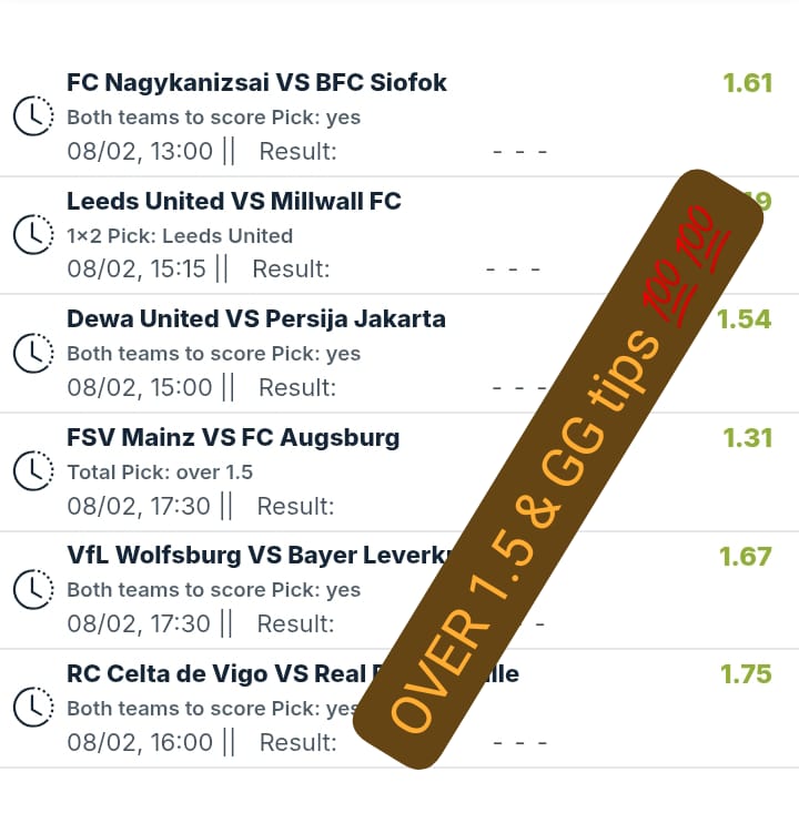 OVER 1.5 &amp; GG tips 💯💯💯💯 Super Saturday ✅✅✅✅
maybets.com/share/