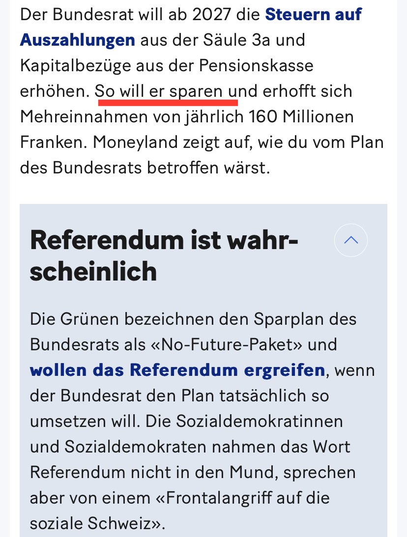 Manuel Mauch (@manuelmauch) on Twitter photo Der Bundesrat will mittels Steuererhöhungen sparen und die <a href="/GrueneCH/">GRÜNE Schweiz</a> wollen dagegen das Referendum ergreifen 🤔
Da ist wohl etwas durcheinandergeraten.
20min.ch/story/altersvo… Der Bundesrat will mittels Steuererhöhungen sparen und die <a href="/GrueneCH/">GRÜNE Schweiz</a> wollen dagegen das Referendum ergreifen 🤔
Da ist wohl etwas durcheinandergeraten.
20min.ch/story/altersvo…