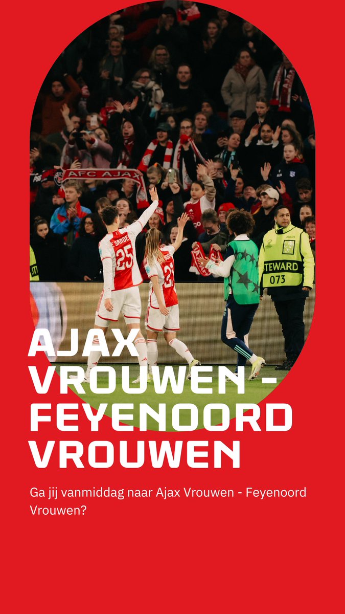 Kom jij vanmiddag naar de ArenA voor de wedstrijd van de Ajax Vrouwen tegen Feyenoord Vrouwen? Lees de belangrijkste bezoekersinfo hier: johancruijffarena.nl/kalender/38710…