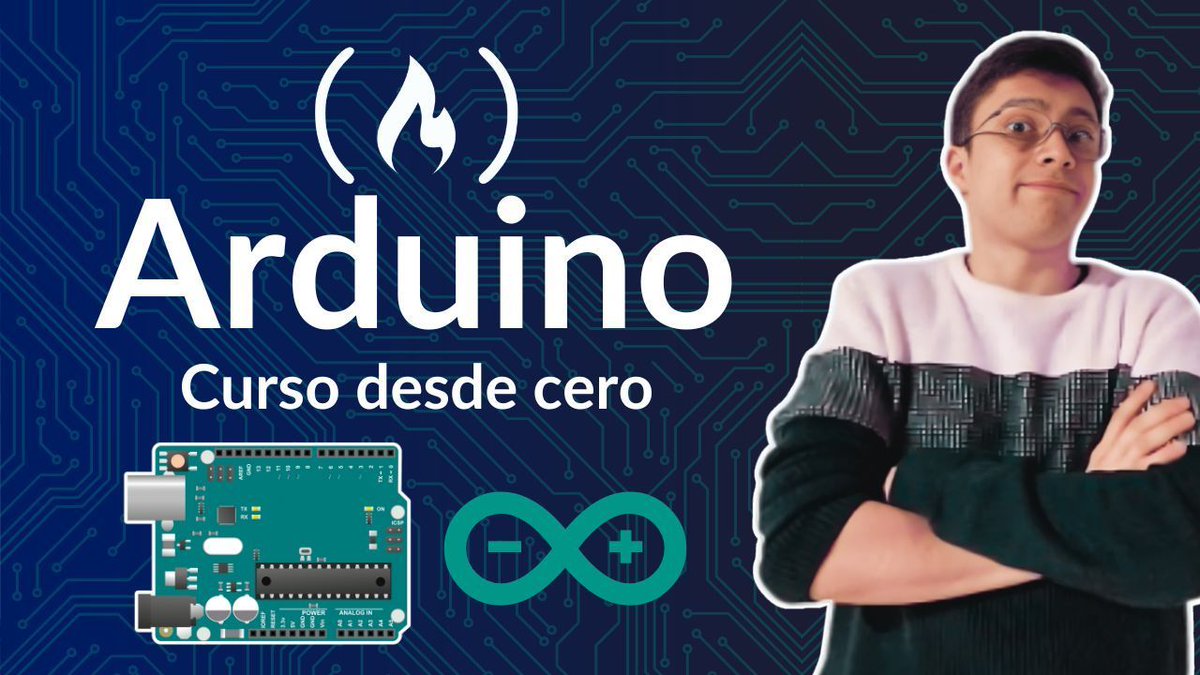 freeCodeCamp's tweet image. Arduino is an open-source electronics platform that lets you control the physical world through programming.
And in this course, Carlos teaches you how it works in Spanish.
You'll learn about key electricity concepts, calculating resistance, what a breadboard is, Arduino…