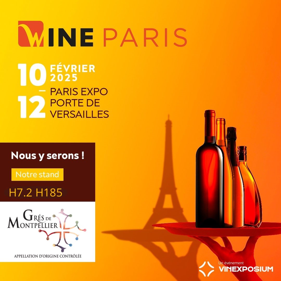 *𝗪𝗶𝗻𝗲 𝗣𝗮𝗿𝗶𝘀* 
From Feb. 10 to 12, come and visit AOC Grés de Montpellier &gt;&gt; 𝐇𝐚𝐥𝐥 𝟕.𝟐 - 𝐇𝟏𝟖𝟓

An opportunity to discover our terroir influenced by the sea breezes of Méditerranée, meet our producers and taste their delicious wines 🍷
#wineparis #languedocwines