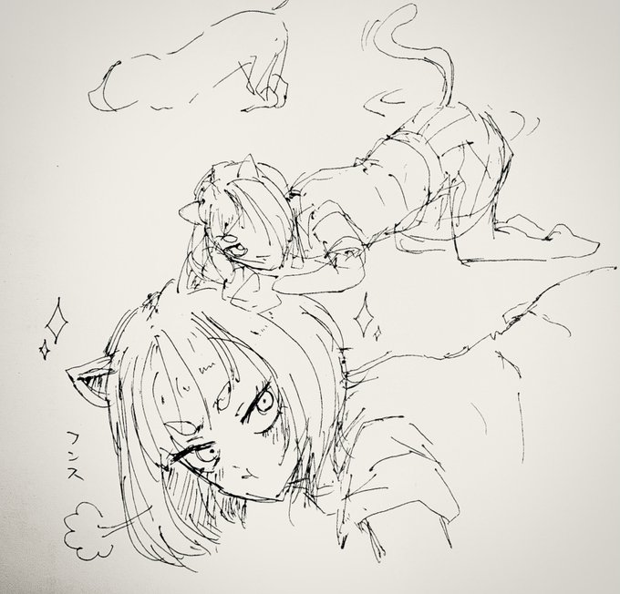 腰トントンされたい猫の落描き 