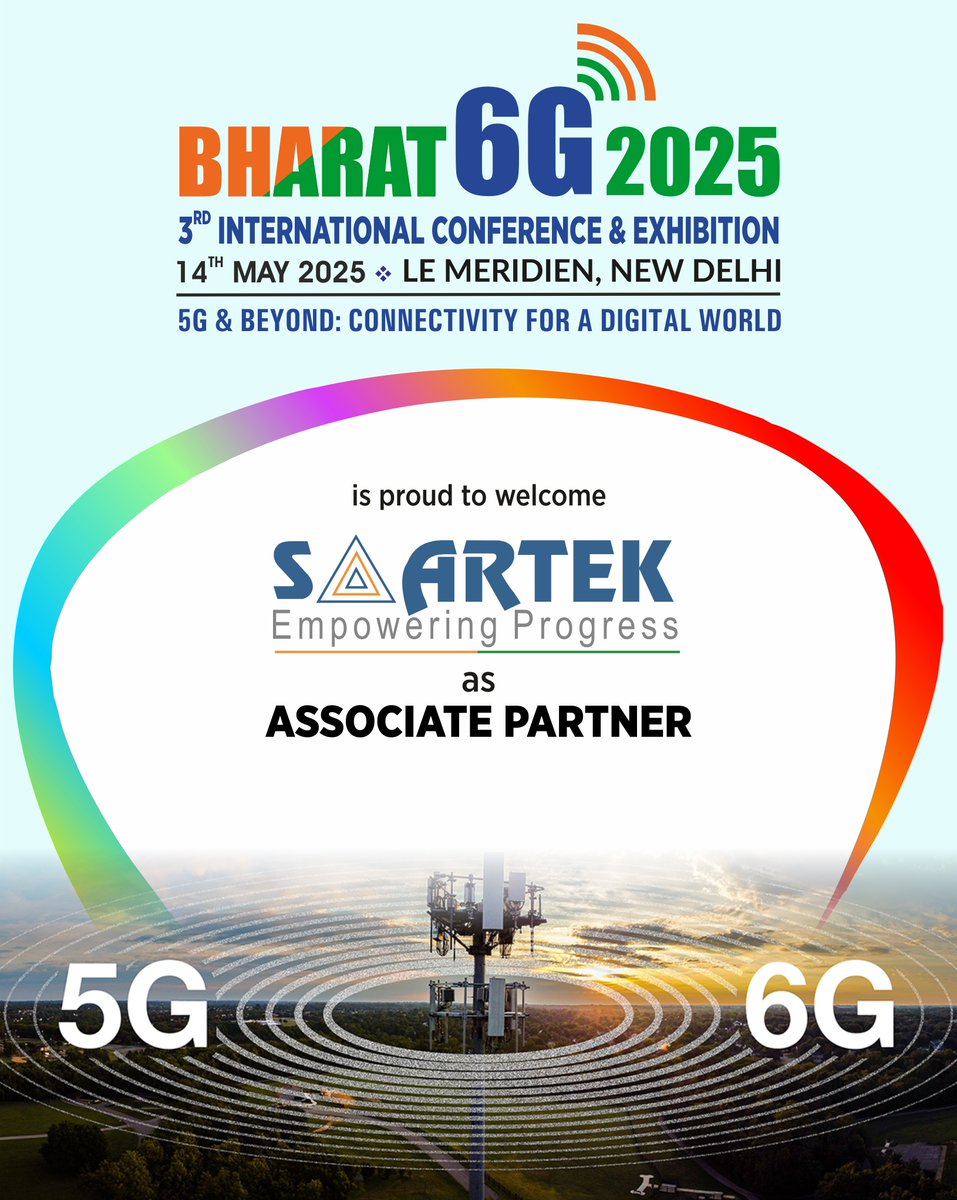 be_exhibitions's tweet photo. Hi to all,
We are presenting our flagship event, #Bharat6G2025 3rd International Conference and Exhibition on May 14, 2025 at Le Meridien, New Delhi.
#SAARTEK joins us on board as #ASSOCIATEPARTNER.
๐
May 14, 2025
๐ฉ Hotel Le Meridien, New Delhi
๐ 9958233434
#6G
#5G https://t.co/pss8vPsQ5H