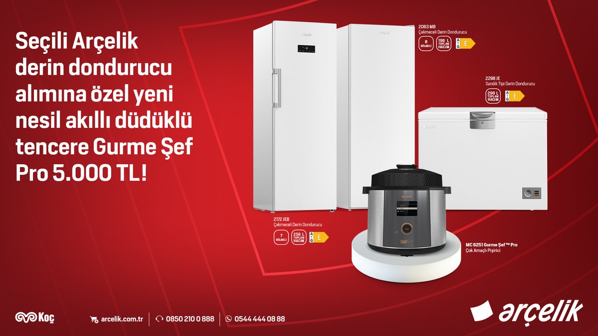 asiller1986's tweet photo. Seçili Arçelik derin dondurucu alımına özel yeni nesil akıllı düdüklü tencere Gurme Şef Pro 5.000 TL! Üstelik tüm kredi kartlarına peşin fiyatına 7 ay taksit! #arçelik #asillerltd #orhangazi #ankastre #çeyiz #düğün #seti #taksit #derindondurucu #gurmeşef #düdüklütencere https://t.co/c4HdiiAV39
