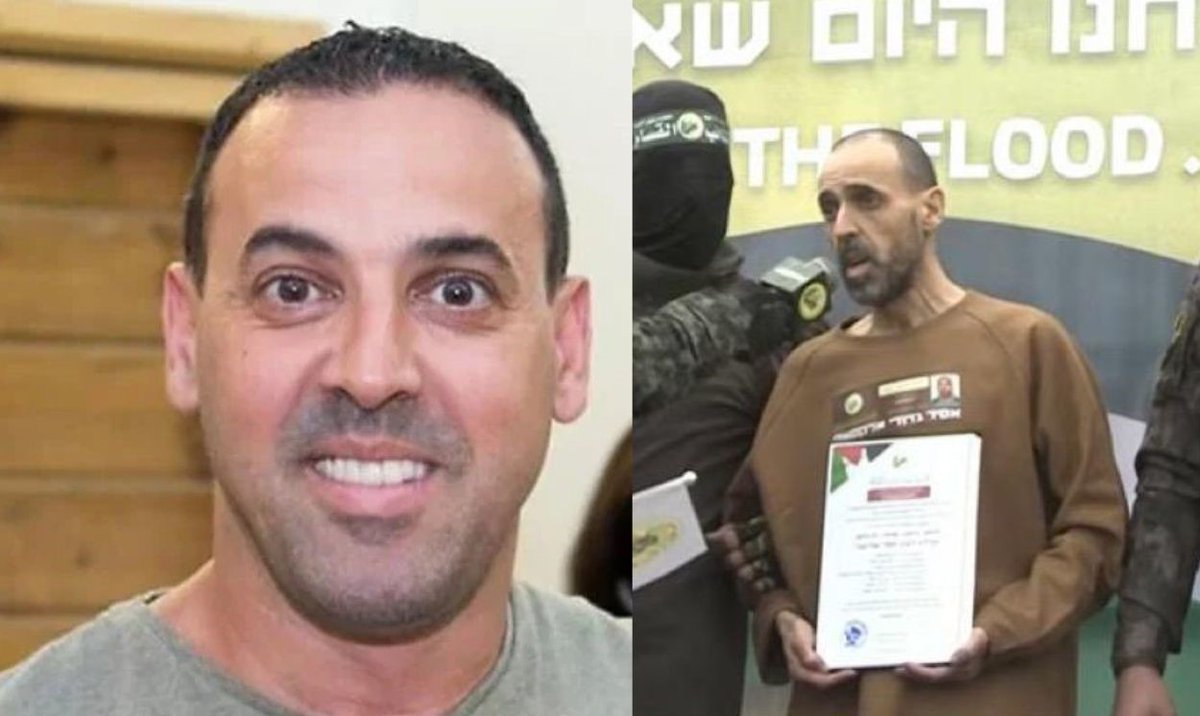 Eli Sharabi before he was taken hostage and today after 491 days in Gaza.

Look what they did to him