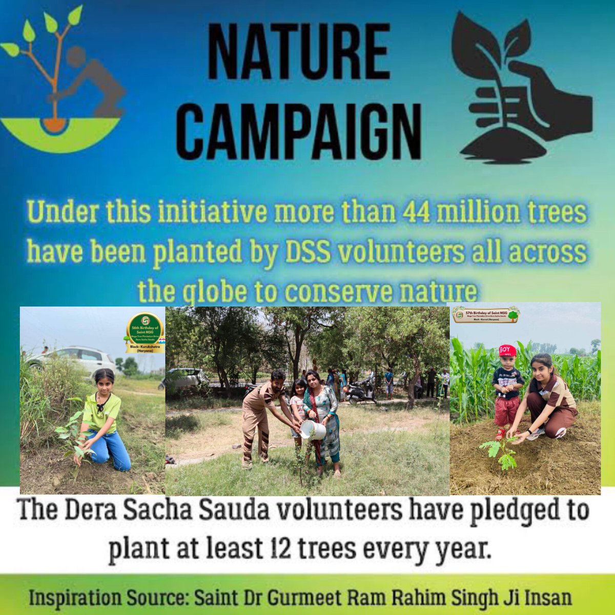 #NatureCampaign
पेड़ लगाने से ऑक्सीजन की पूर्ति होती है , व शुद्ध मात्रा मे ऑक्सीजन मिलती है, वातावरण का संतुलन बना रहता है, इसलिए ऑक्सीजन की पूर्ति के लिए वृक्ष जरूर लगाने चाहिए | 
 प्रेरणास्रोत - Saint Dr MSG  Insan