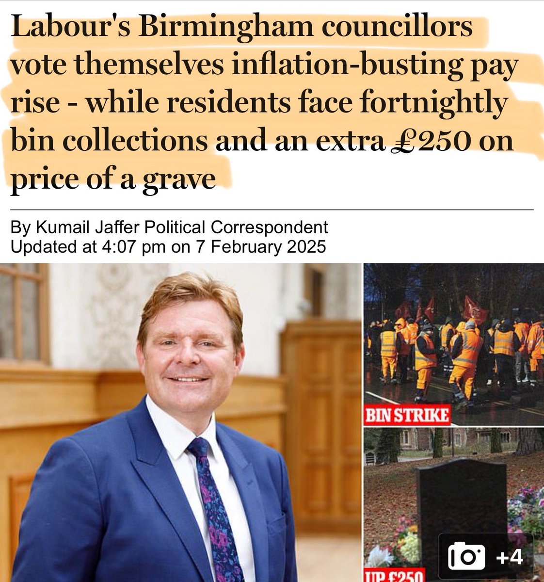 Artemisfornow's tweet image. LABOUR - Oh look  Birmingham councillors have given themselves inflation busting pay rises, … 

…AFTER declaring themselves bankrupt and increasing your council tax 16% over the last 2 years and another 7% this year and cutting all your services.

Tax theft 💣