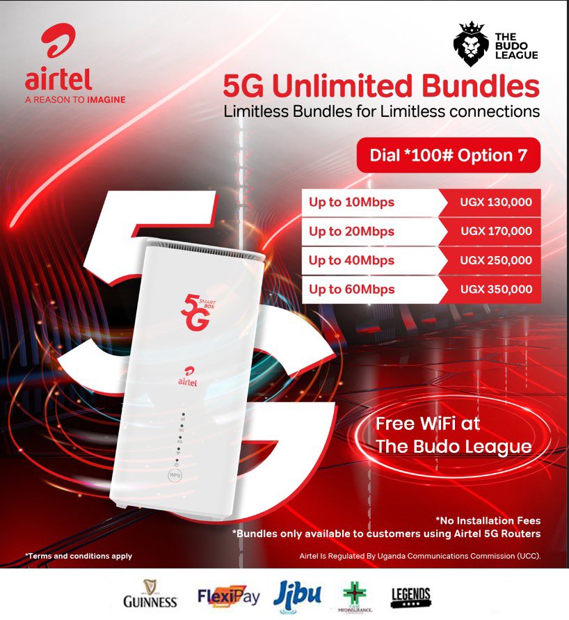 The Budo League (@thebudoleague) on Twitter photo Never miss a moment <a href="/LegendsKla/">Legends</a>! ๐ถ
Airtel is keeping you connected with FREE Wi-Fi at #TBL8 so you can share all the fun, drama and excitement.
Plus, grab some cool Airtel goodies while you're at the league!
Proudly sponsored by <a href="/Airtel_Ug/">Airtel Uganda</a> in partnership with <a href="/Galacticos_15/">Galacticos' 15</a> Never miss a moment <a href="/LegendsKla/">Legends</a>! ๐ถ
Airtel is keeping you connected with FREE Wi-Fi at #TBL8 so you can share all the fun, drama and excitement.
Plus, grab some cool Airtel goodies while you're at the league!
Proudly sponsored by <a href="/Airtel_Ug/">Airtel Uganda</a> in partnership with <a href="/Galacticos_15/">Galacticos' 15</a>