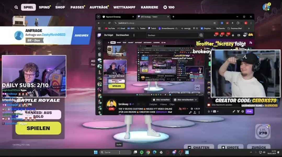 WWW STREAM mit @BROKEAY ❤️‍🔥
HEUTE 300 VIEWER PEAK, KUSS!