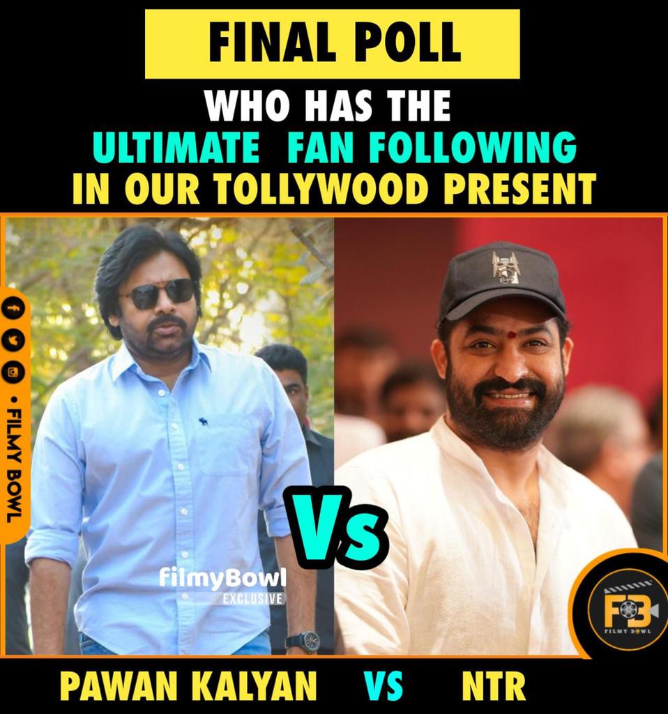 FilmyBowl's tweet image. PAWAN KALYAN VS NTR (FINAL POLL)

WHO HAS ULTIMATE FAN FOLLOWING IN TOLLYWOOD

POLL TIME  - TODAY 7.30PM

Turn ON The Notification And Stay Tuned @FilmyBowl 

#Pawankalyan #Ntr 
#Powerstar #ManofMasses