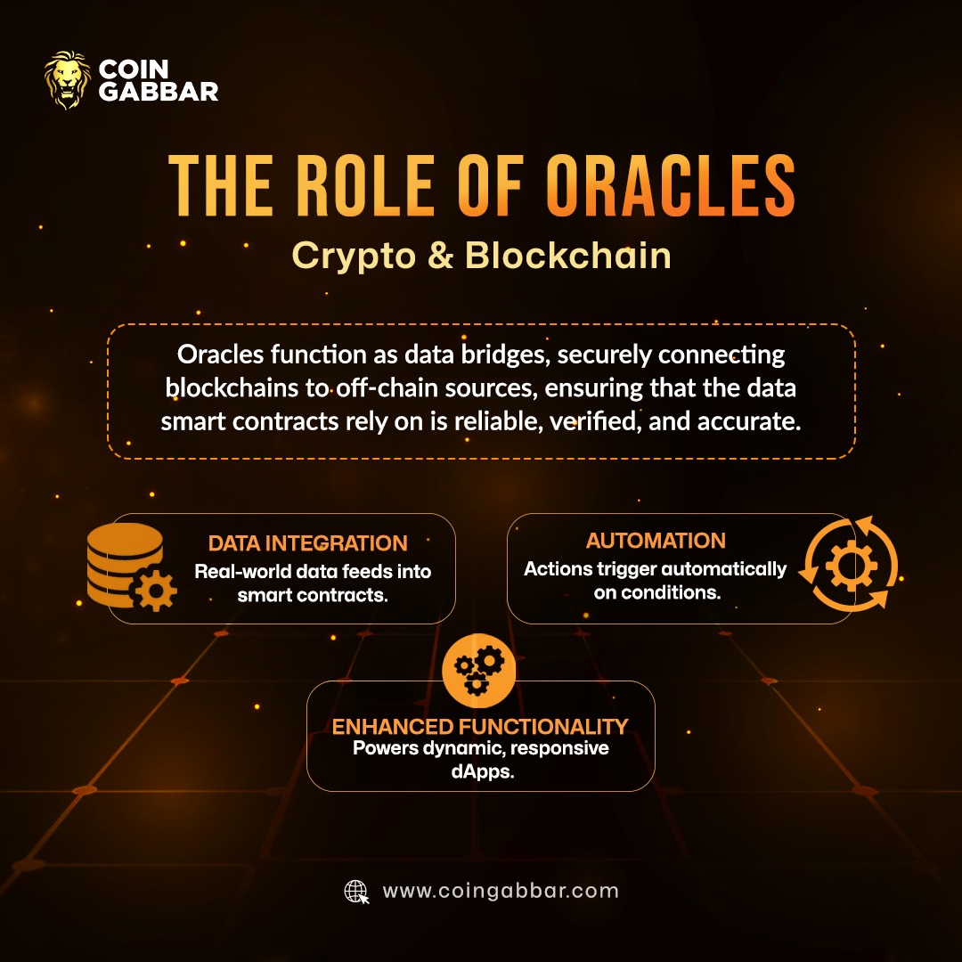 coin_gabbar_'s tweet photo. Crypto oracles: The key to reliable, off-chain data for smart contracts. Without them, blockchain remains isolated. 🚀🔍
Visit:- https://t.co/8b0e5glhEg
#Oracles #BlockchainTechnology #SmartContracts #DeFi #CryptoInnovation #DataIntegration #BlockchainOracles #dApps #CryptoAutomation #CryptoDevelopment