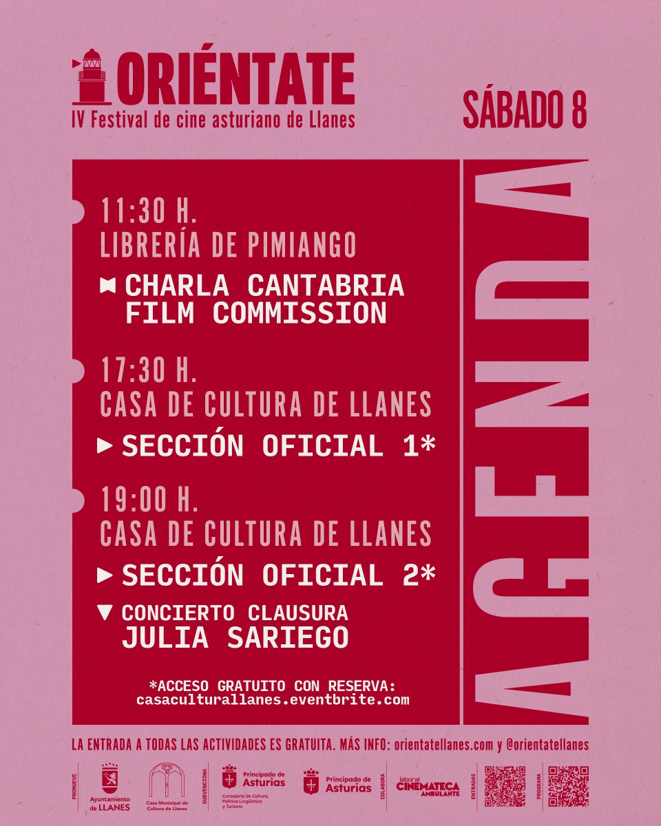 👆🏼Sábado 8 en el festival #Oriéntate2025 
👀 Os dejamos la agenda de hoy ⤵️
🎟️ Acceso gratuito con reserva en a través de casaculturallanes.eventbrite.comñ0