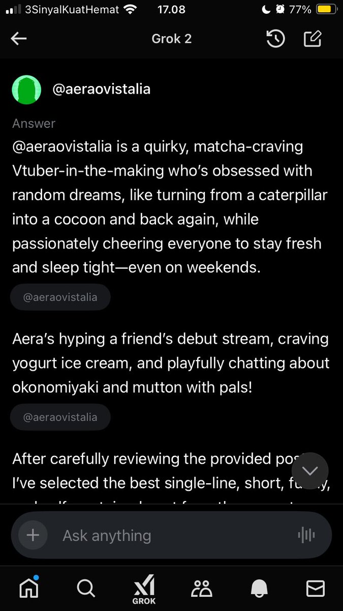 aeraovistalia's tweet photo. Aera kebanyakan ngomongin matcha kah 😭😭
Tapi matcha emang enak 🥹🥹
#AskGrook #Vtuber #VtuberID https://t.co/kpeGoJU8ia
