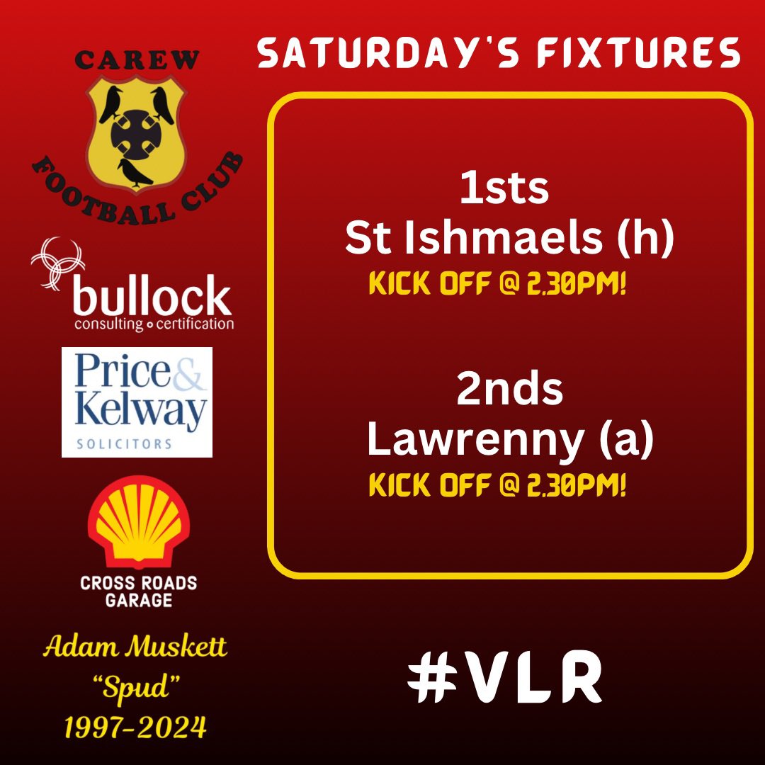 Today’s fixtures ⚽️ good luck to both teams 🔴⚫️🟡 #VLR