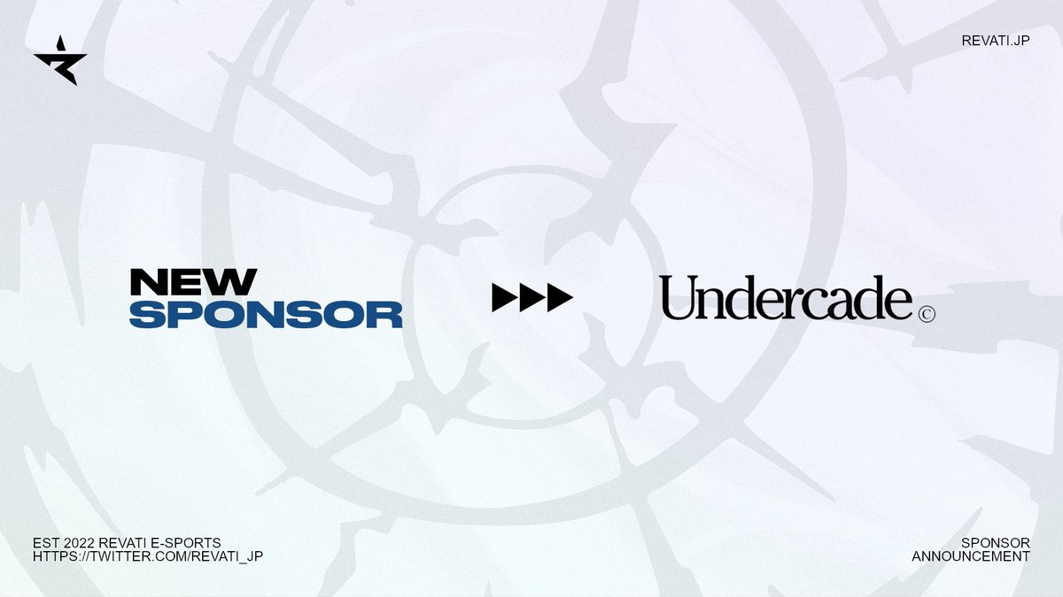 スポンサー締結のお知らせ
￣￣￣￣￣￣￣￣￣￣￣￣
この度、REVATI は アパレルブランド Undercade様（<a href="/cade_under/">Undercade</a>）とスポンサー契約を締結しました！🎉

共にeスポーツとファッションの新たな可能性を広げていきます！🔥

公式サイト⬇️
🔗 undercade.official.ec