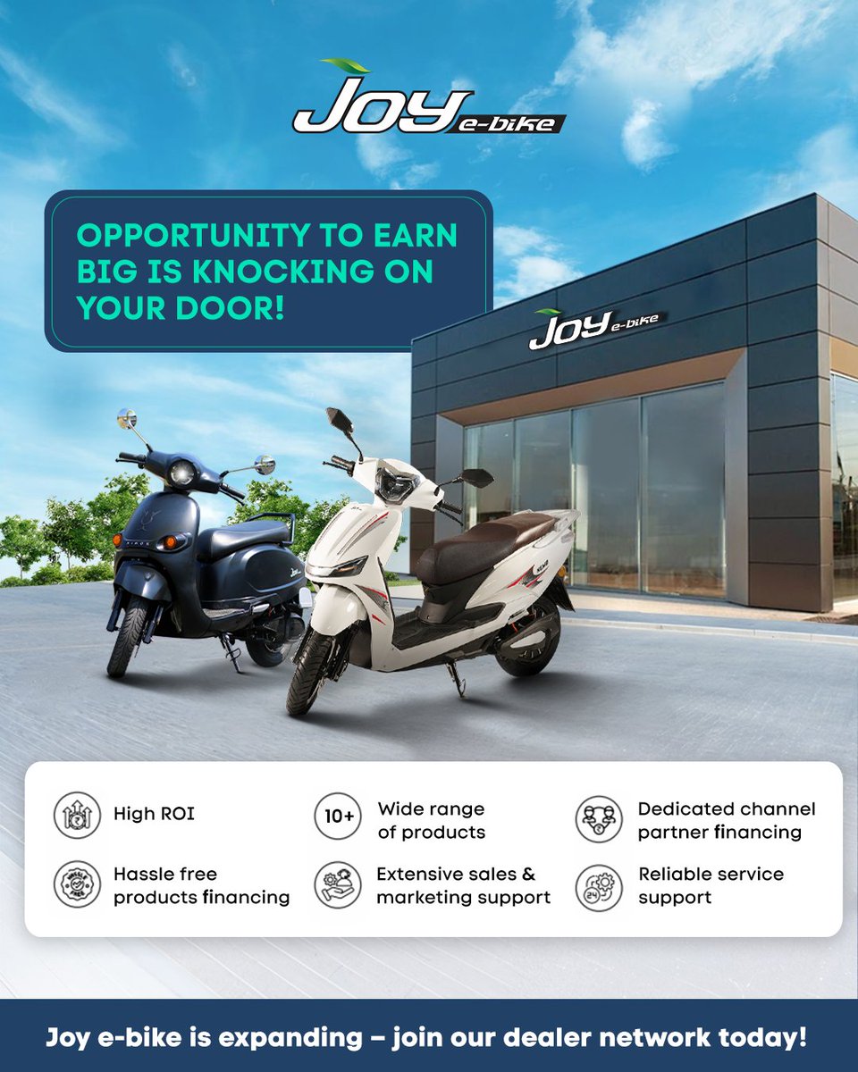 Become a part of India’s growing electric mobility movement. We’re inviting passionate dealers to partner with Joy e-bike and drive the future of sustainable transport!

Interested candidates can contact 📧info@wardwizard.in