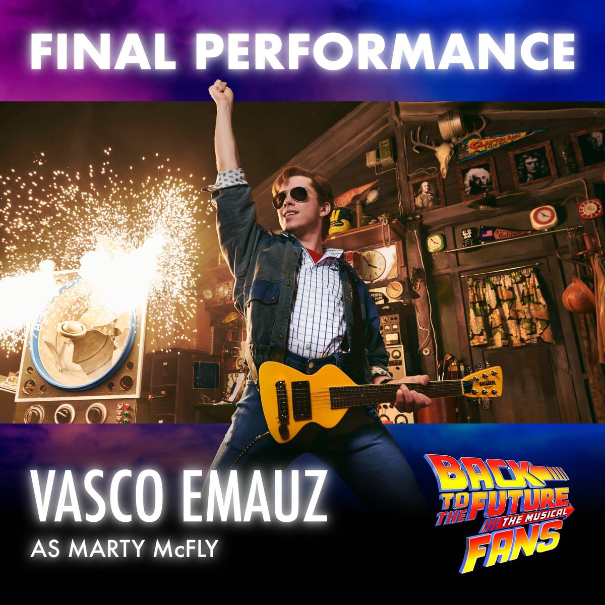 🎼 Gonna make it and then skate away ✨

This evening’s performance of <a href="/BTTFmusical/">Back to the Future</a> will very sadly mark the final appearance of <a href="/vascoemauz/">Vasco Emauz</a> as Marty McFly 😢 

Please join us in sending the very best wishes to Vasco for his next adventures ❤️

#bttfmusicalfans #bttfmusical #bttf