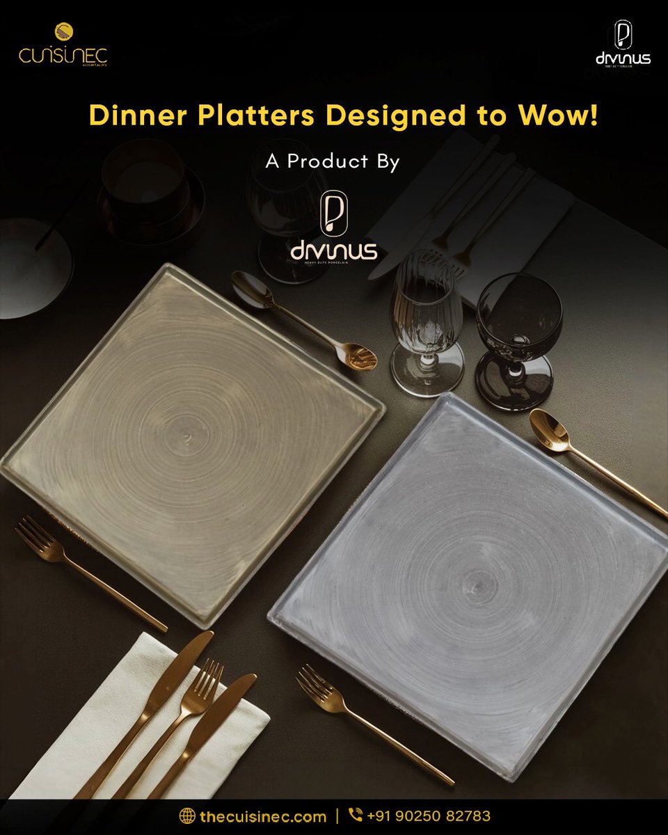 CuisinecH32522's tweet image. ✨ #Dine in elegance with #Divinus Dinner Platters! #DivinusDinnerware
🍽️Crafted to impress, the AURYN (Gold) &amp;amp; ARGINT (Silver) Platters add a touch of luxury to every meal. Elevate your dining experience today! 

📞 DM us for bulk orders!
Follow for more: @cuisinec_hospitality_