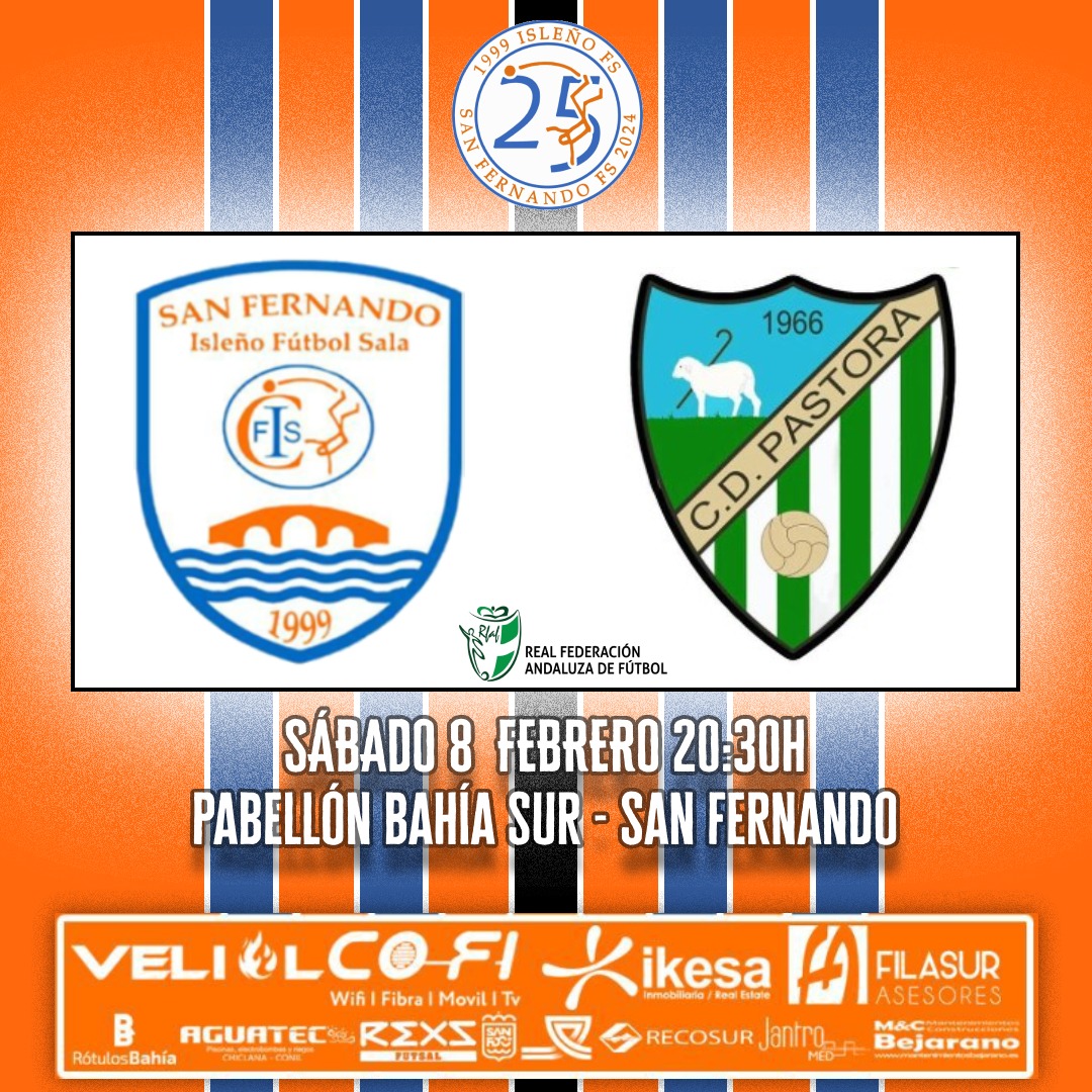 🟠 J14 - SENIOR | @SanFernandoFS  - <a href="/cdpastora1966/">CD Pastora 1966</a> 

Segundo derbi local de la temporada en categoría sénior, el primero en el Pabellón Manuel Prado. Nos enfrentamos a un Pastora en la parte alta de la clasificación 
▶️ Sénior
📍 Pabellón Manuel Prado
📅 08 de febrero
⏰ 20:30 h