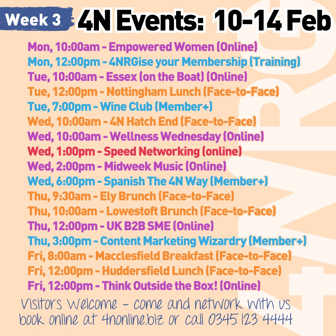 Busy week ahead here, with 17 opportunities to Network with 4N. 

Where will we see you this week?