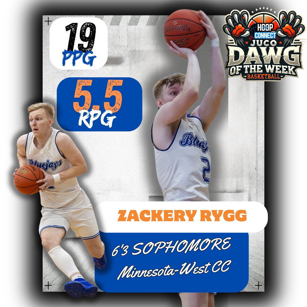 Hoop Connect (@hoop_connect) on Twitter photo JUCO Dawg of the Week: Zackery Rygg <a href="/Cowboy_Rygg/">Zack Cowboy Rygg</a>
📍 Minnesota West CC | 6'3 Sophomore Guard
Rygg is a gutsy playmaker with elite basketball IQ and a deadly three-point shot! 🎯💪
📊 Averaging:
🔥 19.2 PPG
🔥 5.5 RPG
🔗 hoop-connect.com/juco-dawg-of-t…
#hoopconnect | #JUCODAWG JUCO Dawg of the Week: Zackery Rygg <a href="/Cowboy_Rygg/">Zack Cowboy Rygg</a>
📍 Minnesota West CC | 6'3 Sophomore Guard
Rygg is a gutsy playmaker with elite basketball IQ and a deadly three-point shot! 🎯💪
📊 Averaging:
🔥 19.2 PPG
🔥 5.5 RPG
🔗 hoop-connect.com/juco-dawg-of-t…
#hoopconnect | #JUCODAWG