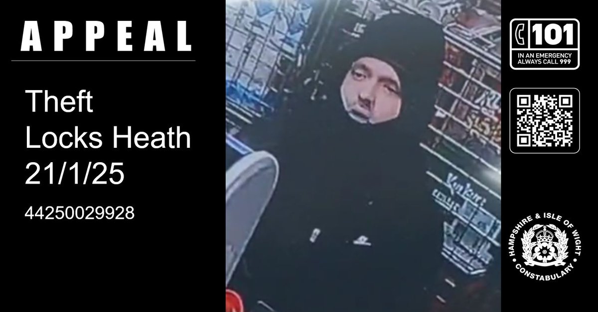 FarehamPolice's tweet image. We are issuing an image of a man we would like to speak to after a car was broken into in Locks Heath.
READ MORE: orlo.uk/IIRO5