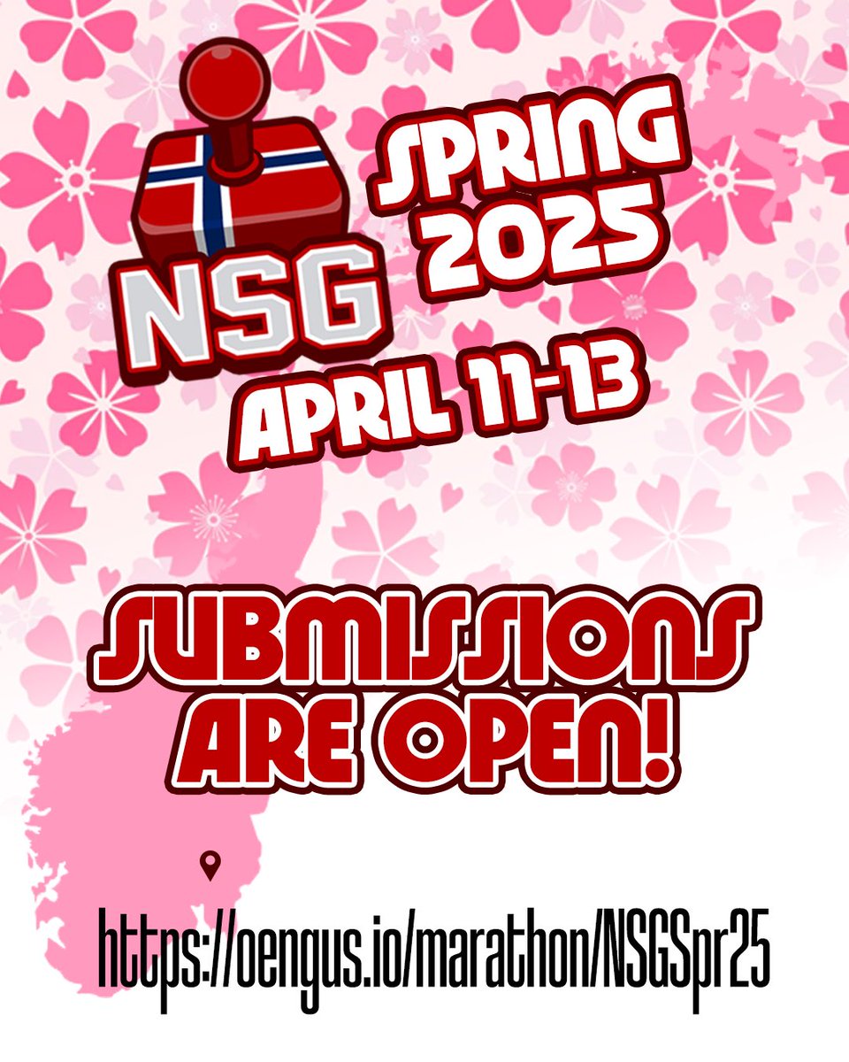 Submissions to #NSGSpring25 are now open!  Head on over to oengus.io/marathon/NSGSp… and give us your best, your worst, and your most entertaining showcases!

For more info, tickets and merch, check out nsgmarathon.com