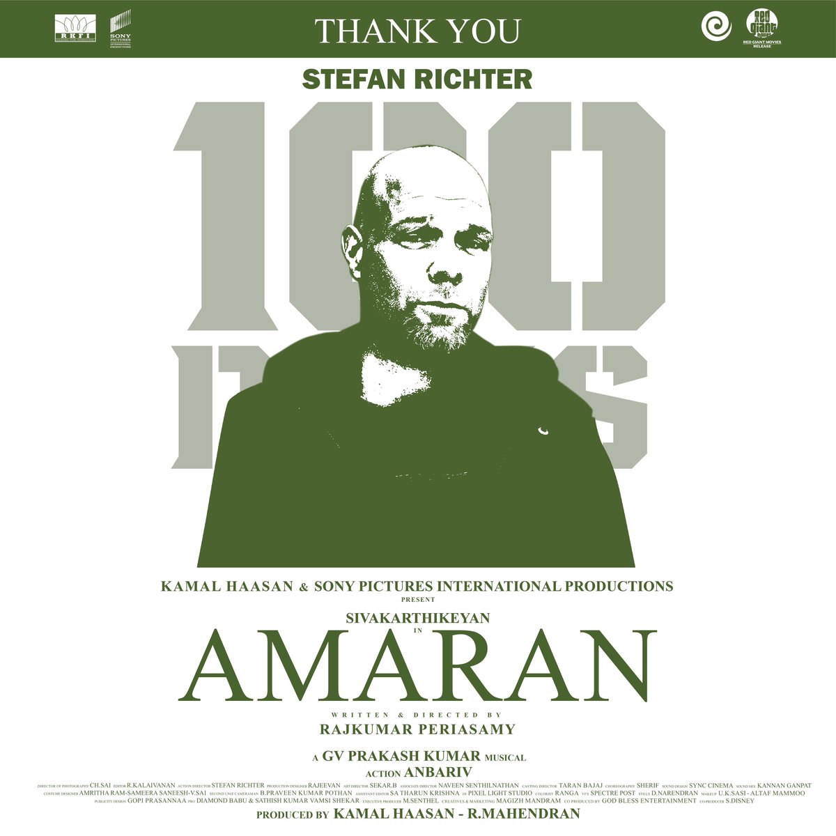 Raaj Kamal Films International (@rkfi) on Twitter photo Thank You <a href="/anbariv/">AnbAriv</a> <a href="/Dop_Sai/">Ch.Sai</a> <a href="/kalaivananoffl/">kalaivanan R</a> #StefanRichter
#Amaran #Amaran100
#AmaranMajorSuccess #MajorMukundVaradarajan
#KamalHaasan #Sivakarthikeyan #SaiPallavi #RajkumarPeriasamy
A Film By <a href="/Rajkumar_KP/">Rajkumar Periasamy</a>
<a href="/ikamalhaasan/">Kamal Haasan</a> <a href="/Siva_Kartikeyan/">Sivakarthikeyan</a> #Mahendran <a href="/Rajkumar_KP/">Rajkumar Periasamy</a> Thank You <a href="/anbariv/">AnbAriv</a> <a href="/Dop_Sai/">Ch.Sai</a> <a href="/kalaivananoffl/">kalaivanan R</a> #StefanRichter
#Amaran #Amaran100
#AmaranMajorSuccess #MajorMukundVaradarajan
#KamalHaasan #Sivakarthikeyan #SaiPallavi #RajkumarPeriasamy
A Film By <a href="/Rajkumar_KP/">Rajkumar Periasamy</a>
<a href="/ikamalhaasan/">Kamal Haasan</a> <a href="/Siva_Kartikeyan/">Sivakarthikeyan</a> #Mahendran <a href="/Rajkumar_KP/">Rajkumar Periasamy</a>