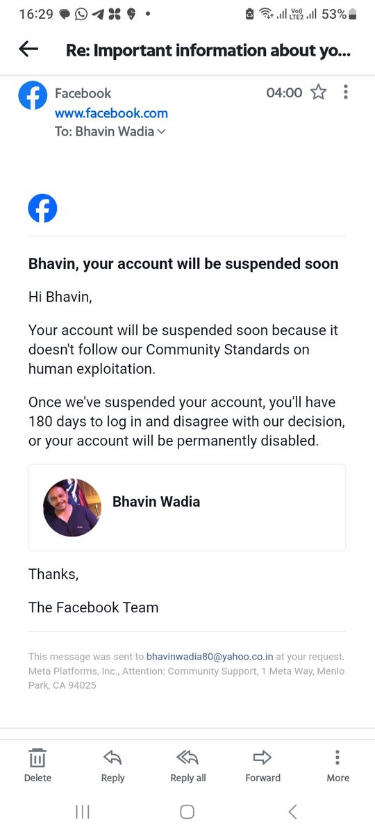 wadia_bhavin's tweet photo. @fbsecurity please restore my account of facebook and Instagram back as am. Suffering loss due to this in my business. I respect the community guidelines and may be by mistake it got suspended and disabled.. Please restore it back.. https://t.co/bV7PcEJjwp