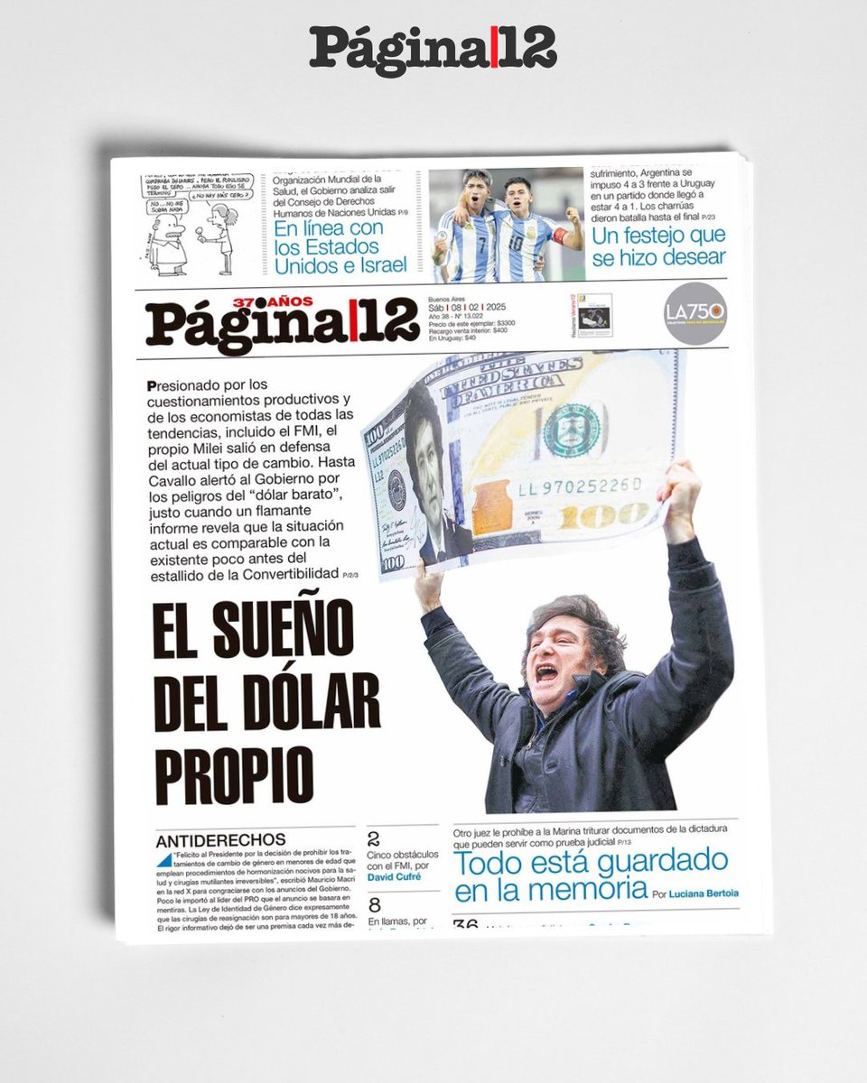 EL SUEÑO DEL DÓLAR PROPIO [bit.ly/416t2nv]
Presionado por los cuestionamientos productivos y de los economistas de todas las tendencias, incluido el FMI, el propio Milei salió en defensa del actual tipo de cambio.