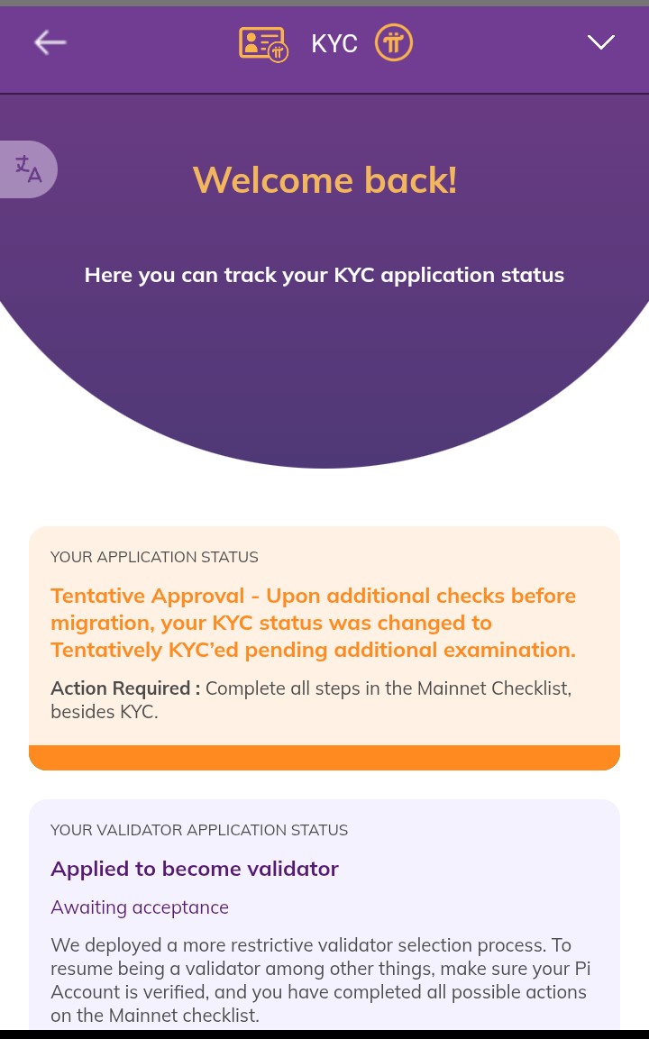 Dear <a href="/PiCoreTeam/">Pi Network</a> I am grateful for your service and dedication to pionners. Yesterday I completed all the requirements for mainnet. Your efforts to achieve OM goals are acknowledged. Please as usual, kindly show me a support on this tentative kyc status. Regards.