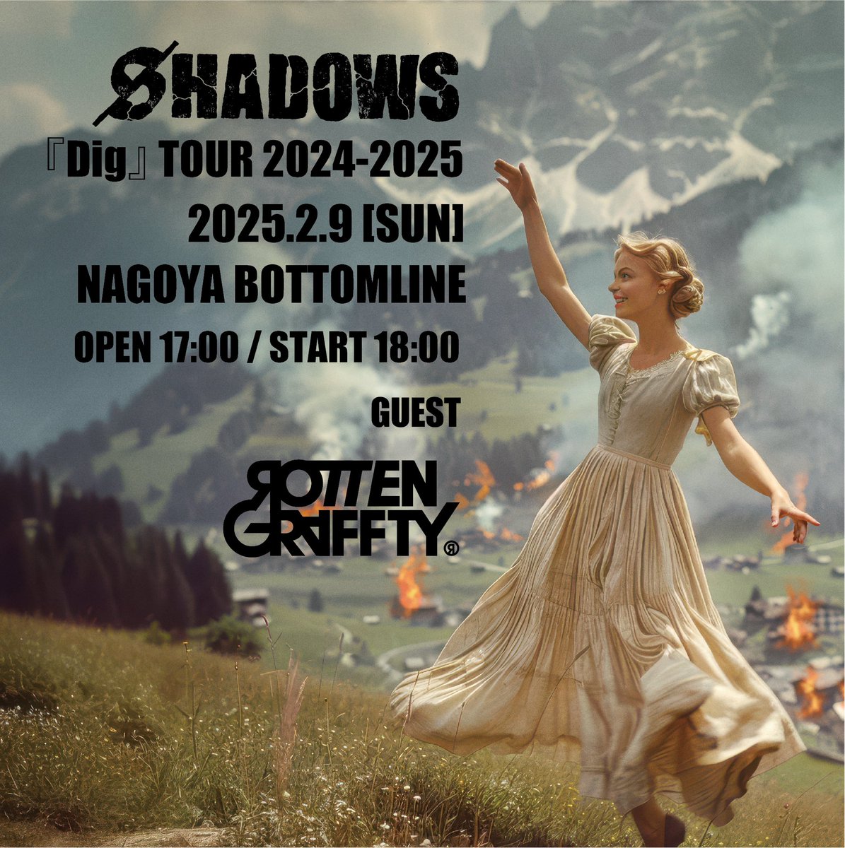 SHADOWS_JAPAN's tweet photo. 明日は、
SHADOWS『Dig』TOUR 2024-2025
TOUR FINAL SERIES 名古屋BOTTOM LINE
w/ROTTENGRAFFTY
THANK YOU SOLD OUT🔥
先行物販14:30〜
NEW MERCH
•ROBOT CREWNECK
•SHADOW Tee
•S LOGO Hoodie New color
•LIGHTE New color
#shadowsjapan #DIG #DIGTOUR https://t.co/4QCv87oTuH