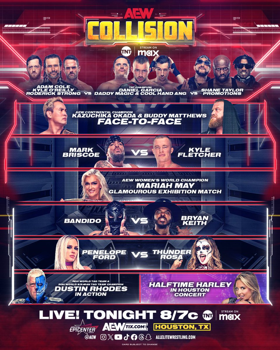 Tonight's show looks awesome. Enjoy #AEWCollision everyone.. 🔥🔥🔥