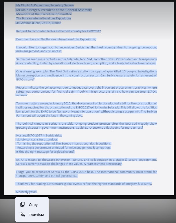 <a href="/MajaDivac/">Maja Divac</a> @legenda66 Otvorite sliku u Google Chome
desni taster miša - Search with Google Lence
na sledećem izaberite Copy
i prebacite ceo text u sam email