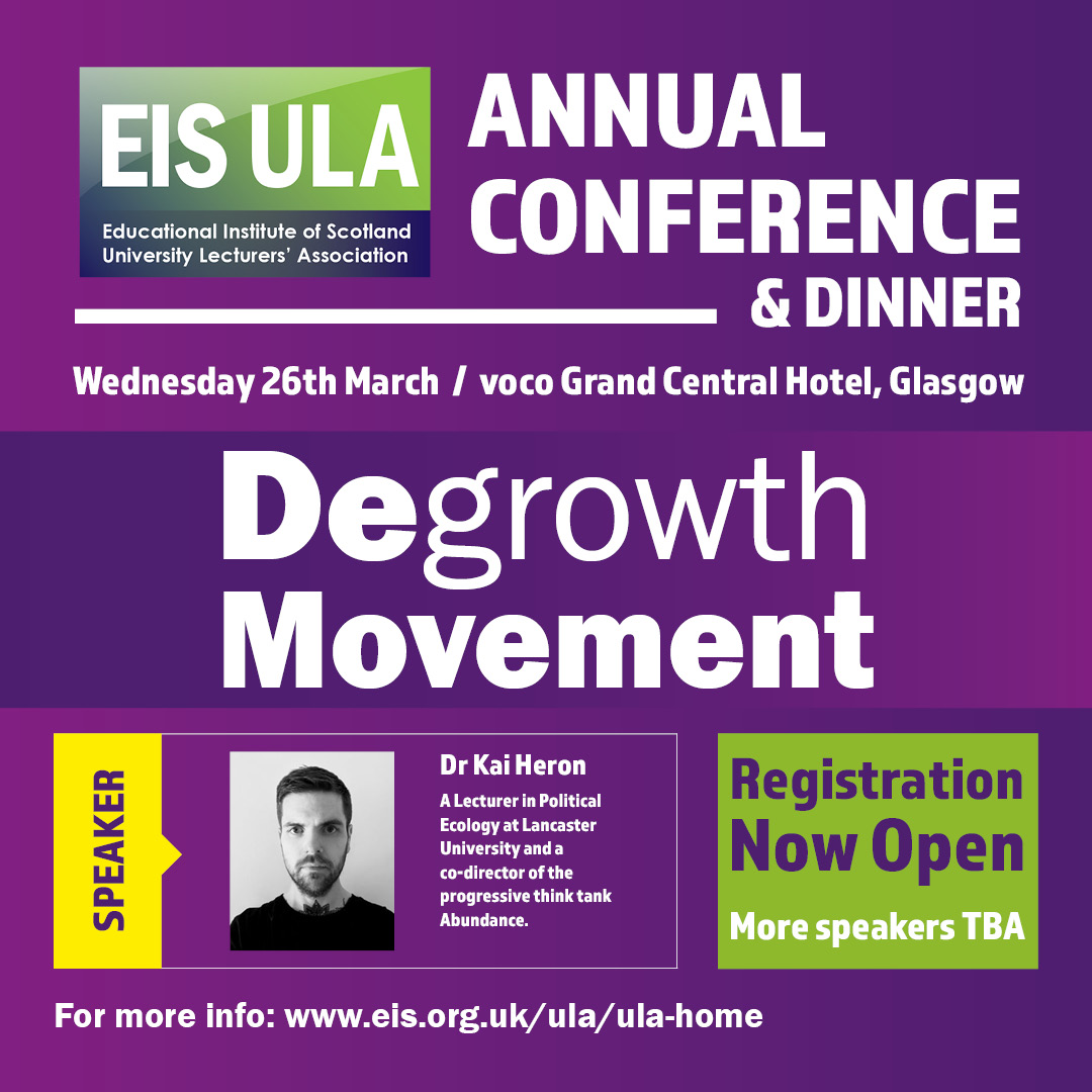 How can universities contribute to a sustainable future? 📚🌱

The degrowth movement offers a radical rethink of economic priorities. Intrigued?

Join our conference and hear from keynote speaker Kai Heron and discuss how HEIs can lead the way 🌍

Sign up:
eis.org.uk/ula/annual-con…