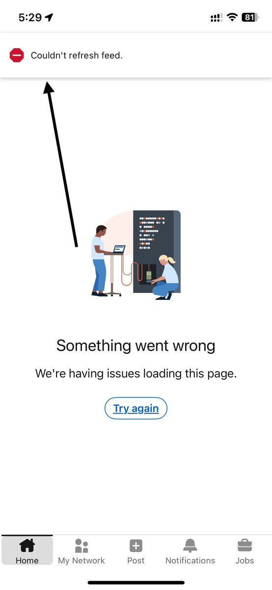 ameravisingh's tweet photo. @LinkedIn @LinkedInHelp 
Something wrong with your app today? Feeds not loading!! https://t.co/hR0U9YNZ5Z
