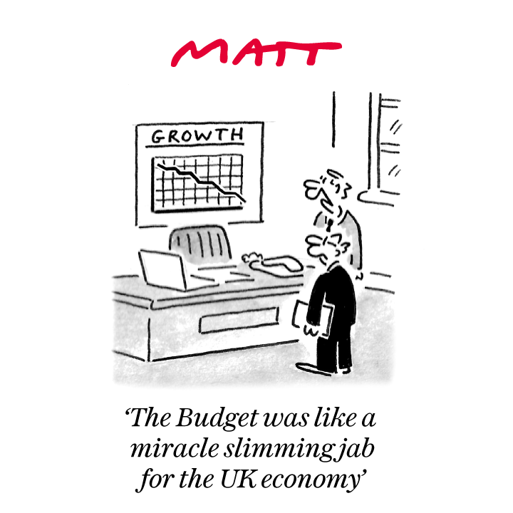 'The Budget was like a miracle slimming jab for the UK economy'

My latest cartoon for tomorrow's <a href="/Telegraph/">The Telegraph</a>

Buy a print of my cartoons at telegraph.co.uk/mattprints

Original artwork from chrisbeetles.com