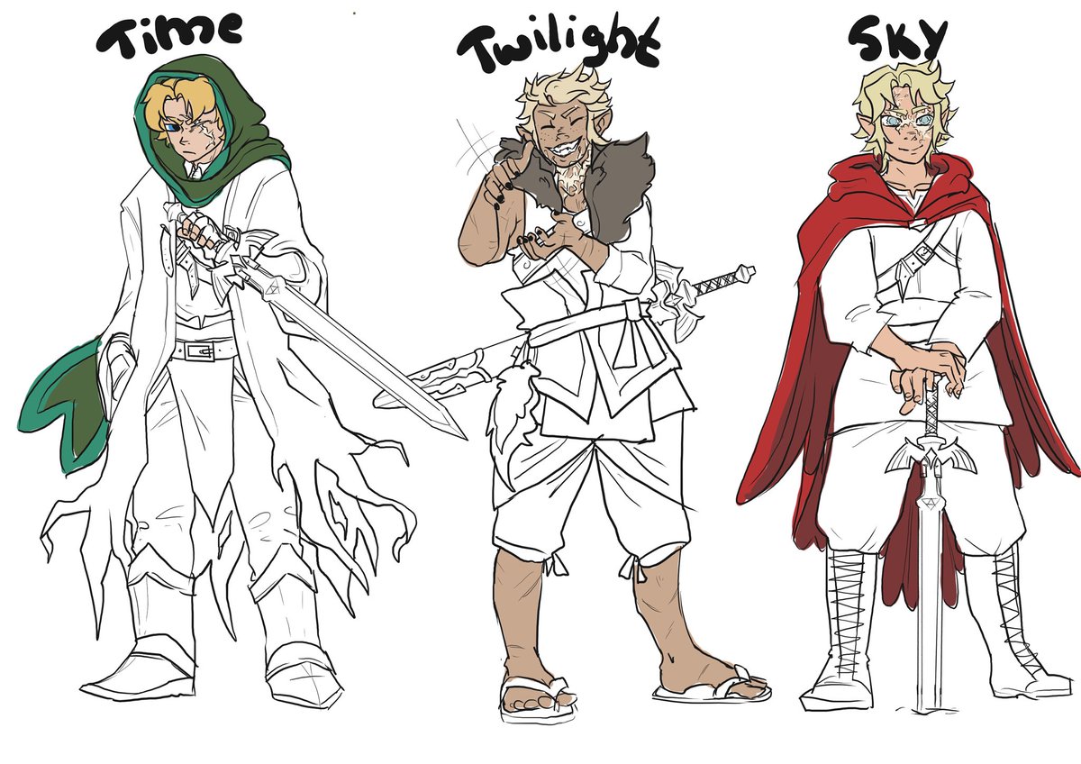 VinterC's tweet image. So, i was obsessing over an #Legendofzelda AU. I had to get some sketches out of my system of some of the boys. 100% inspired by Tashacees Aspect Au over at AO3 archiveofourown.org/works/57704692 reccommend to read from the start. #linkeduniverse #oot #tp #skyward #thechain