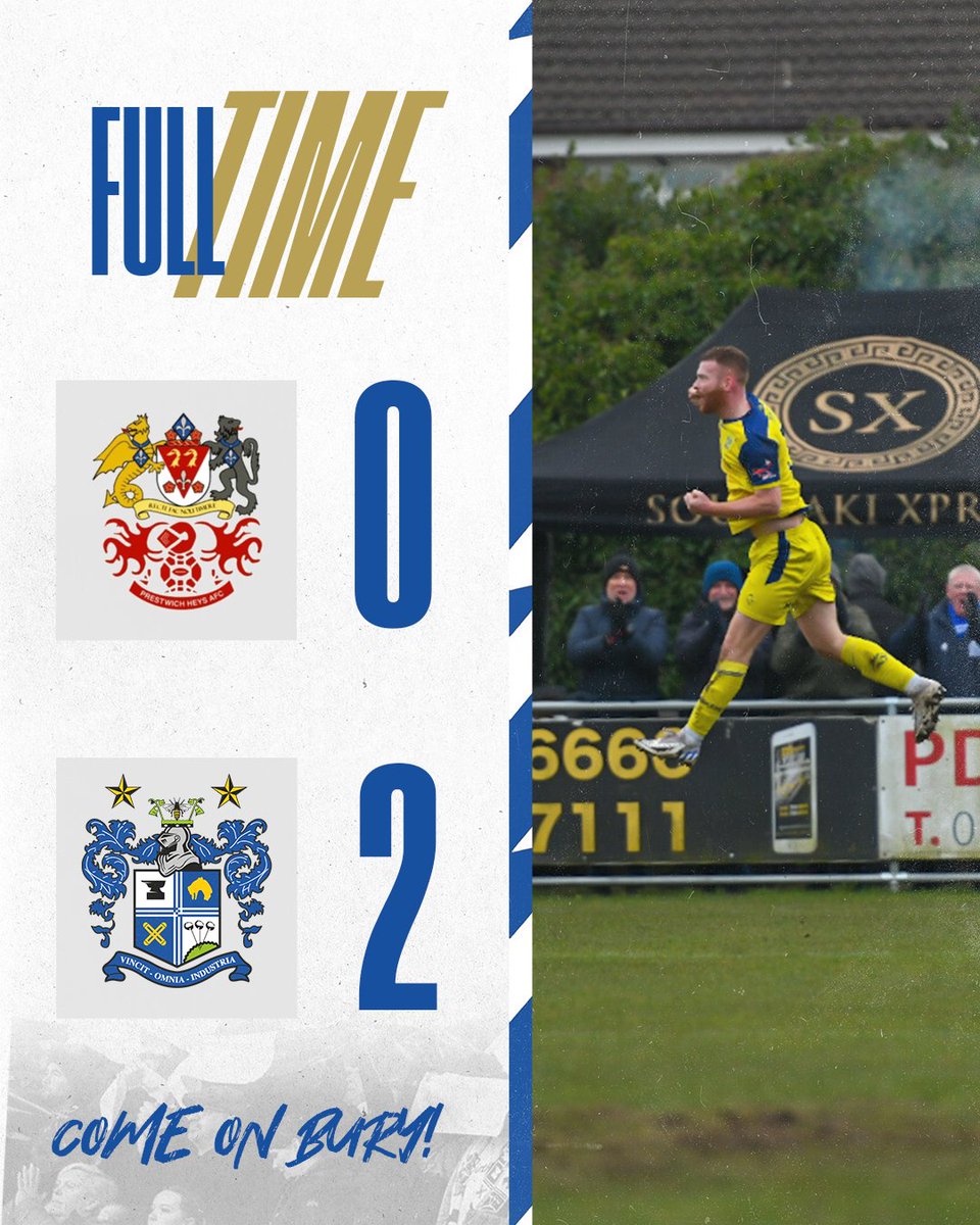 buryfcofficial's tweet image. ⚪🔵FULL TIME⚪🔵

Another game ticked off with a win, and a clean sheet! TEN MASSIVE GAMES TO GO! 

Prestwich Heys 0 - 2 Bury FC

#BuryFC | #PartOfIt